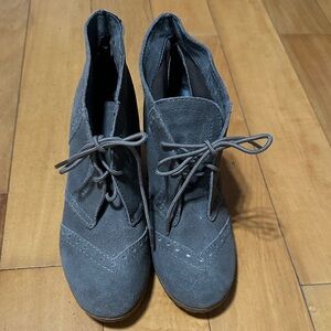 MIA Charcoal Suede Platform Wedge Lace Up Ankle Boots